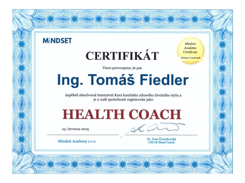 Certifikát Health Coach, Tomáš Fiedler