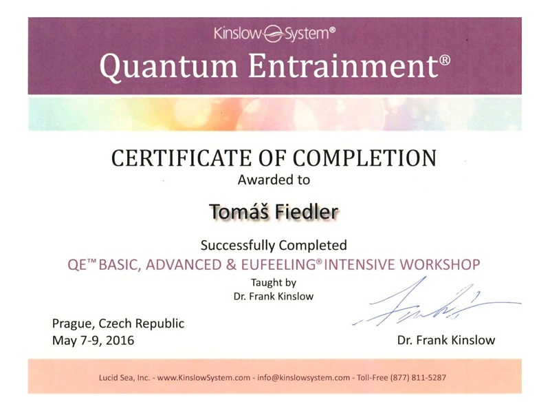 Certifikát kvantová terapie, Tomáš Fiedler
